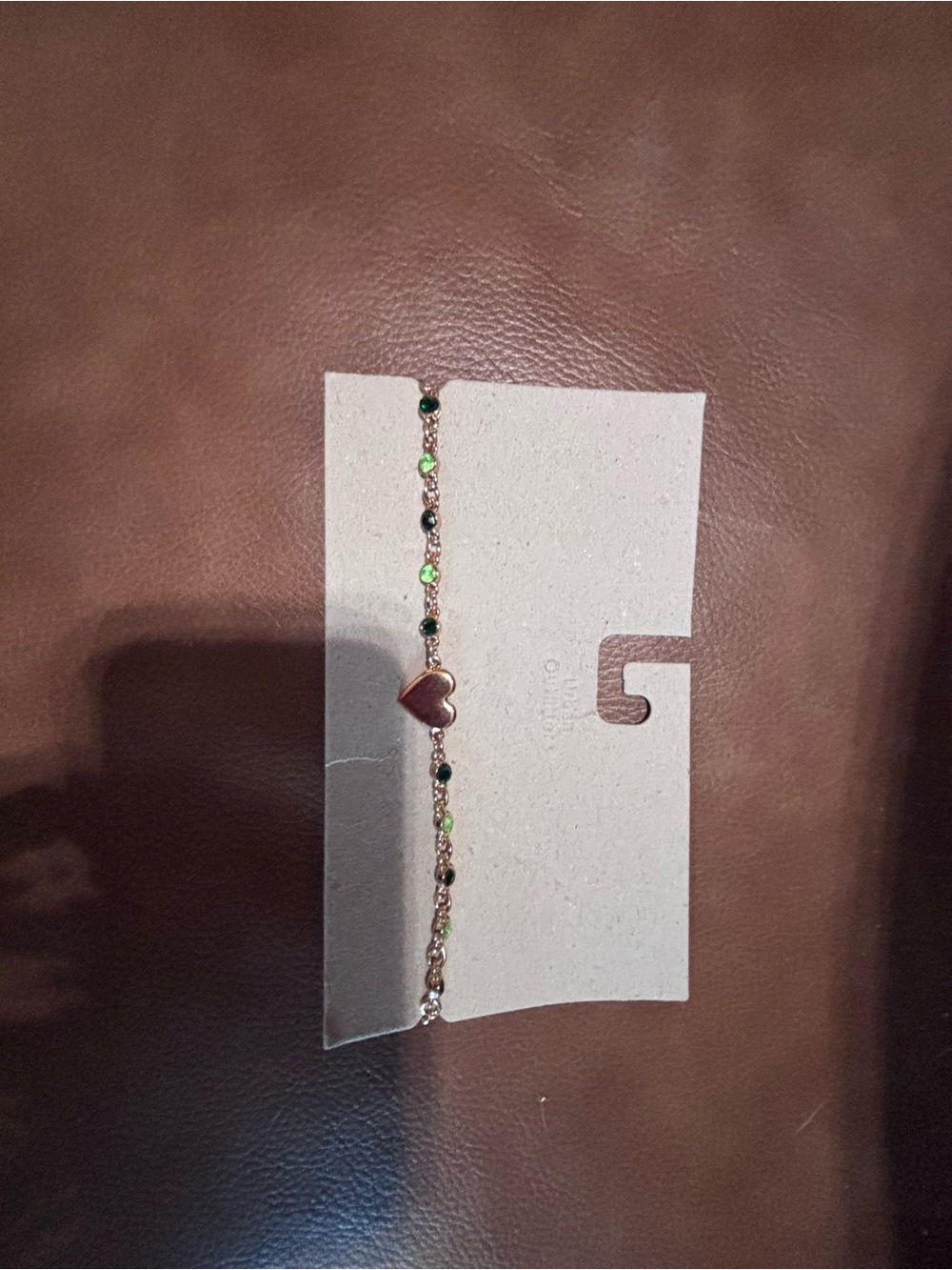 Urban Outfitters Rose Gold Heart Necklace with Green and Black Beads